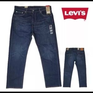 LEVIS Mens 38X32 Jeans 505 Straight Leg Dark Wash Denim Stretch